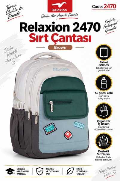 Relaxion Escool Multi-Compartment School and Daily Backpack 2470 – with Table...