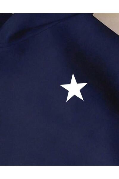 MORNİNG KİDS Kız Çocuk Kapşonlu YILDIZ Baskılı Lacivert Sweatshirt
