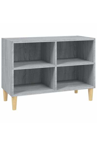 vidaxl Comodă TV cu picioare lemn masiv, gri sonoma, 69,5x30x50 cm