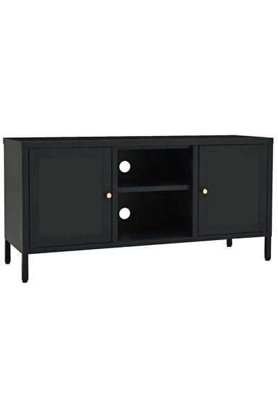 vidaxl Dulap TV, negru, 105x35x52 cm, oțel și sticlă
