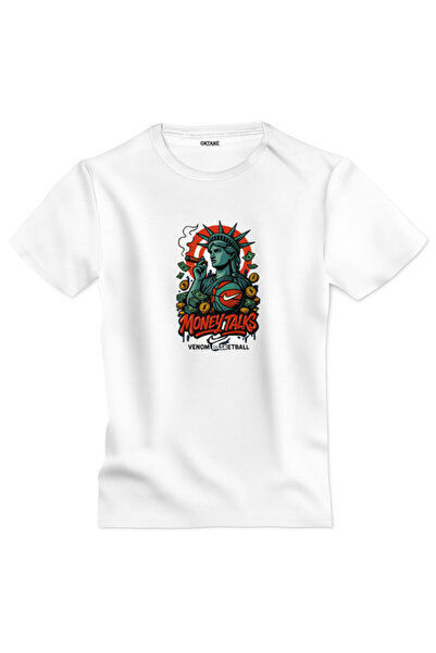 OKTANE Tricou Statuia Libertății banii vorbesc alb L