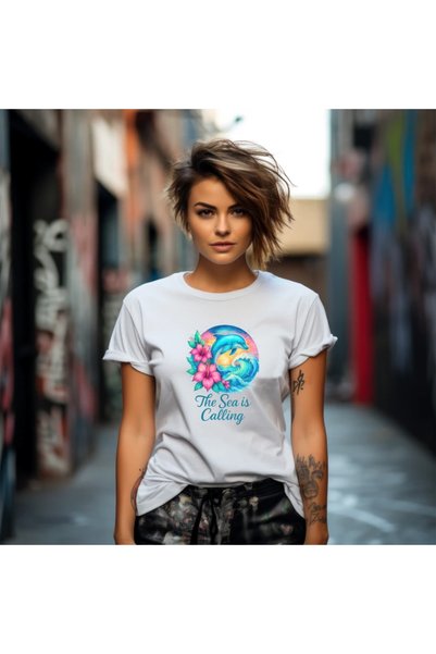 OKTANE Tricou vara The sea is calling alb S