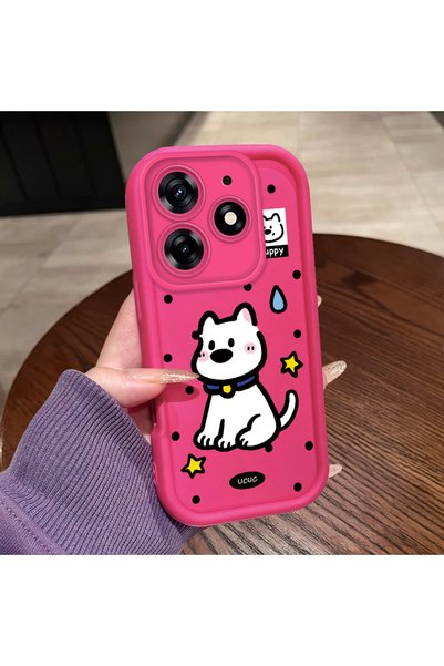ucuc Tecno Spark 10 Pro Compatible Pink Red Silicone Dotted Dog Pattern Case ...