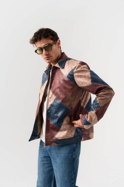 go gang own Outlaw Patch Leather Zipper Jacket