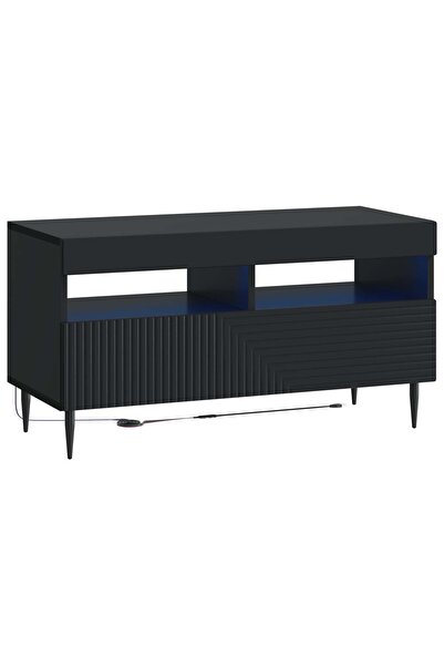 vidaxl Cabinet TV cu LED HAARLEM 81 x 35 x 43 cm Negru Lemn prelucrat