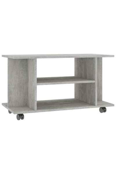 vidaxl Comodă TV cu roți, gri beton, 80x40x45 cm, lemn prelucrat