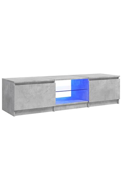 vidaxl Comodă TV cu lumini LED, gri beton, 140x40x36 cm