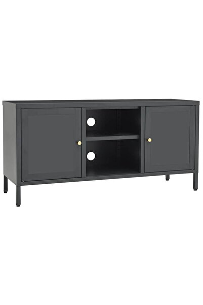vidaxl Dulap TV, antracit, 105x35x52 cm, oțel și sticlă