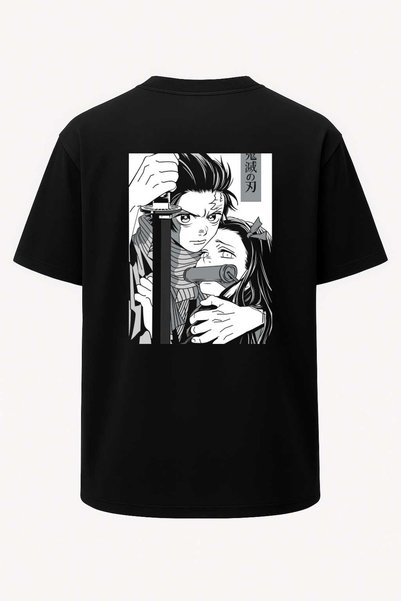 nirvoda Prevelika majica sa printom Tanjiroa i Nezuko iz Kimetsu no Yaiba