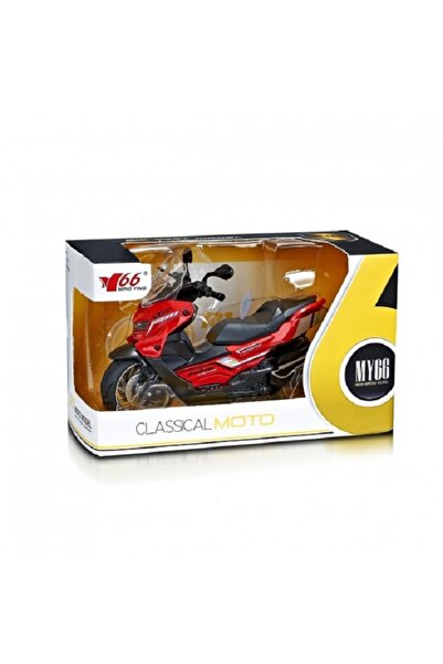 MING YING 66 Motocicletă de jucărie MY66-M1234 Classic Moto 1:12 roșie cu lum...