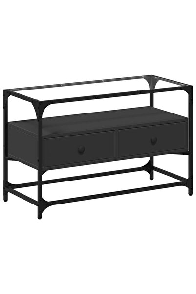 vidaxl Dulap TV blat sticlă, negru, 80x35x51 cm lemn prelucrat