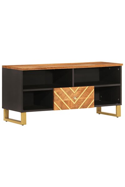vidaxl Dulap TV, maro și negru, 100x33,5x46 cm, lemn masiv de mango