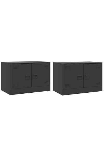 vidaxl Dulapuri TV, 2 buc., negru, 67x39x44 cm, oțel