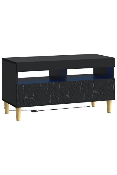 vidaxl Cabinet TV cu LED Negru Lemn prelucrat