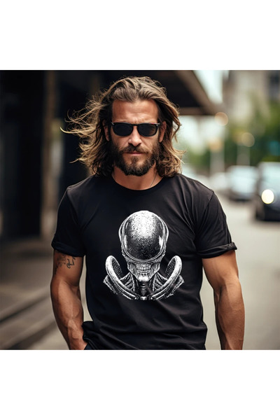 OKTANE Tricou Alien Head model 1 negru S