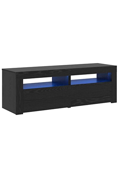vidaxl Dulap TV cu LED stejar negru 120x35x40 cm lemn prelucrat