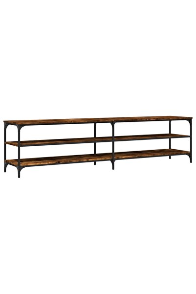 vidaxl Comodă TV, stejar fumuriu, 200x30x50 cm lemn prelucrat și metal