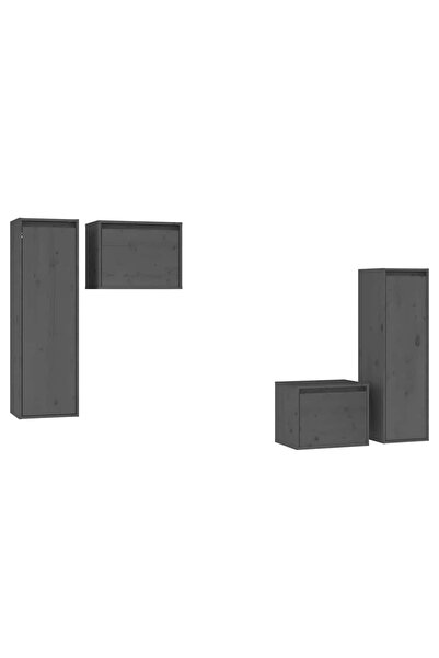 vidaxl Comode TV, gri, 4 buc., lemn masiv de pin