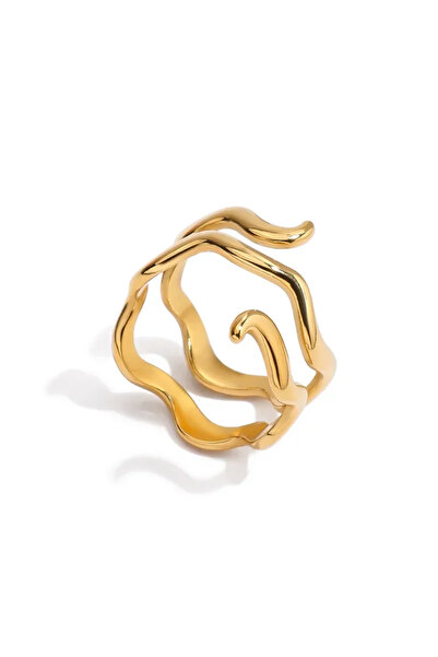 Peach Jewelry Μοντέρνο Δαχτυλίδι με Γεωμετρική Γραμμή από Ανοξείδωτο Ατσάλι 3...