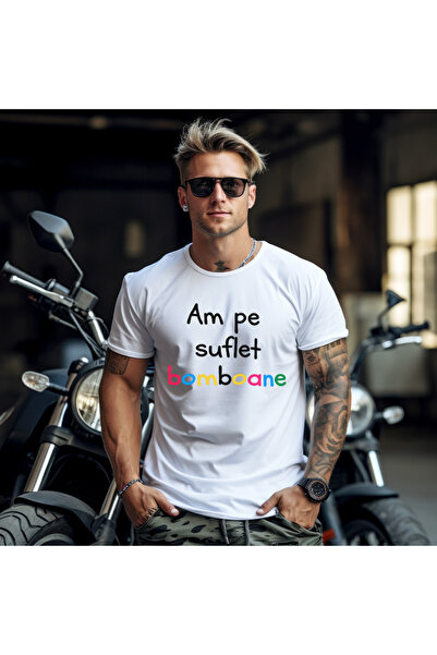 OKTANE Tricou Am bomboane pe suflet alb L