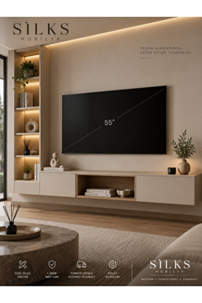 silks mobilya ledli tv ünitesi (55'' tv için)
