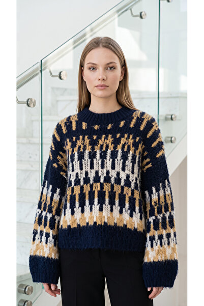Butik Nordic Pattern Soft Texture Fleece-Lined Knitwear Sweater