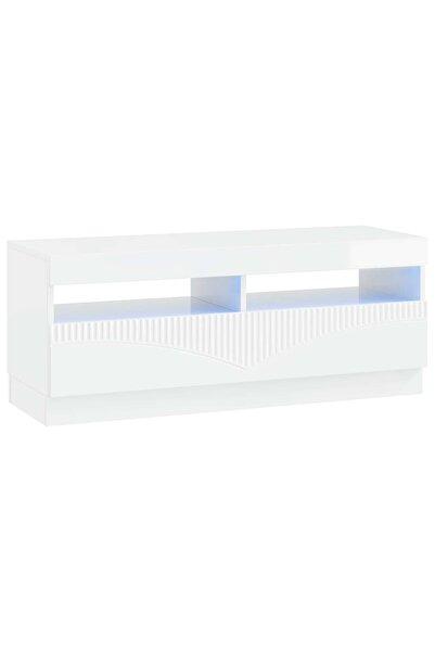 vidaxl Cabinet TV cu LED Alb foarte lucios Lemn prelucrat