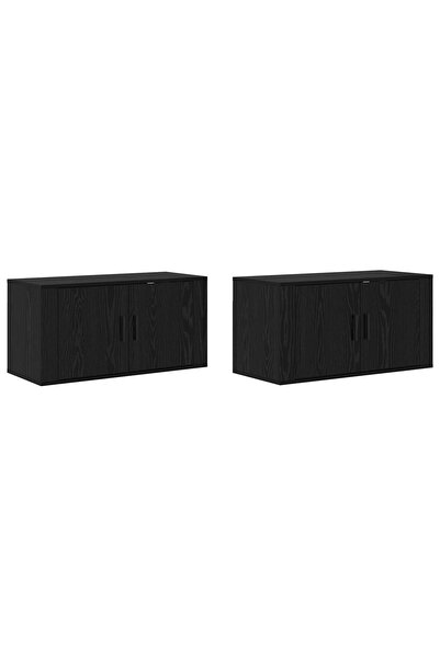 vidaxl Set Dulap TV montat pe perete 2 buc. Stejar Negru