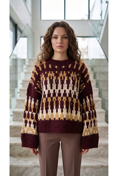 Butik Nordic Pattern Soft Texture Fleece-Lined Knitwear Sweater