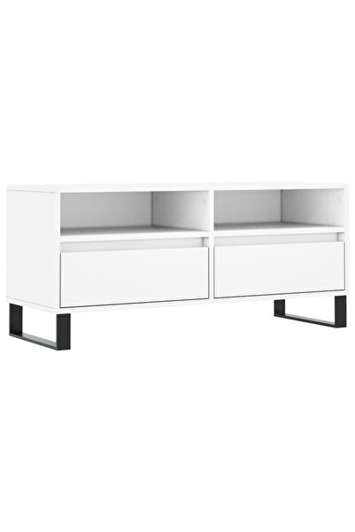 vidaxl Comodă TV, alb, 100x34,5x44,5 cm, lemn prelucrat