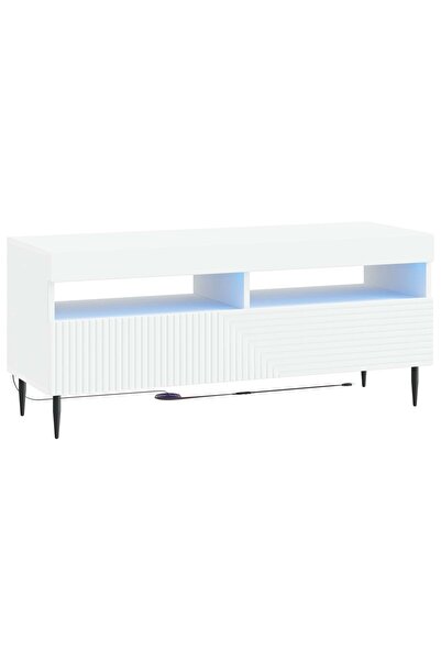 vidaxl Cabinet TV cu LED HAARLEM 100 x 35 x 43 cm Alb Lemn prelucrat