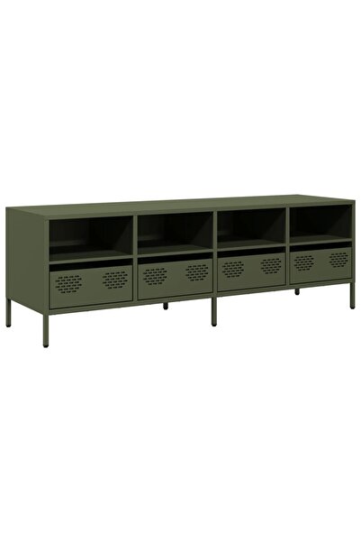 vidaxl Dulap TV, verde măsliniu, 135x39x43,5 cm, oțel laminat la rece