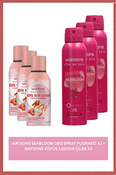 Watsons Seabloom Deo Spray Pudrasız X3 + Köpük Losyon Çilek X3
