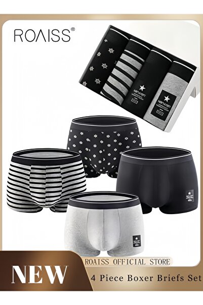 ROAISS Men 4 Pack Seamless Underwear Set, Soft Stretchy Trunk Briefs with Ela...