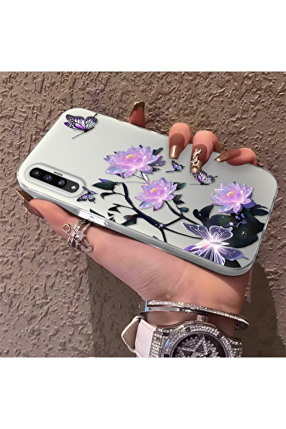 quırkshıeld Samsung Galaxy A50/A50S/A30S Uyumlu Mor Nilüfer Kelebek Kılıf, Rü...