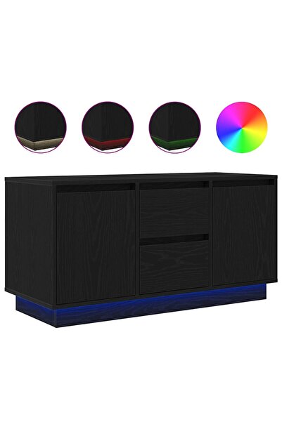 vidaxl Dulap TV cu lumini LED Stejar negru 100x41x50 cm