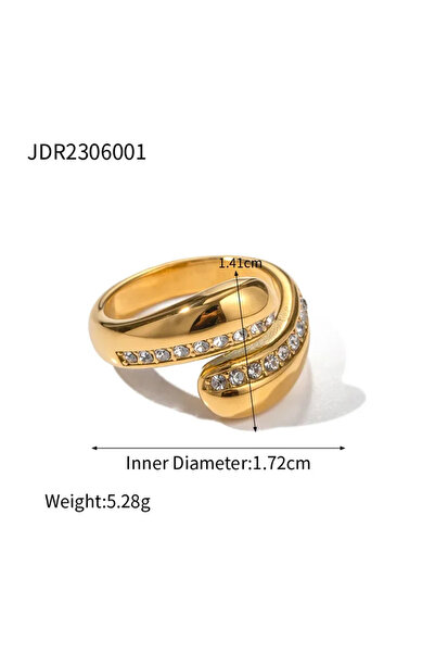 Peach Jewelry Δαχτυλίδι μοντέρνου στυλ με ζιργκόν, χρυσόχρωμο, κατασκευασμένο...