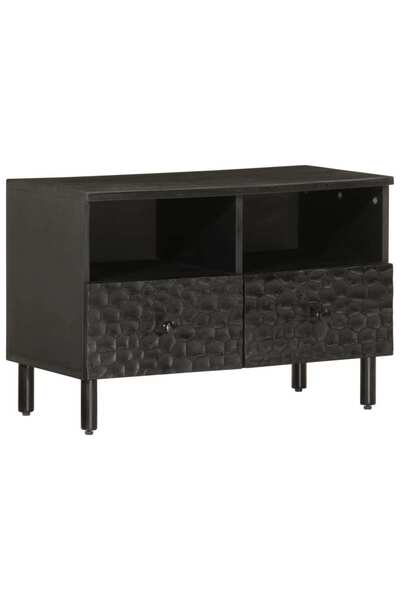 vidaxl Comodă TV, negru, 70x33x46 cm, lemn masiv de mango