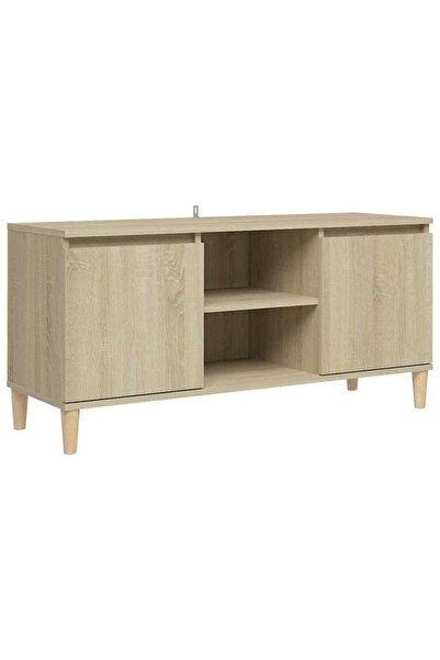 vidaxl Comodă TV, picioare lemn masiv, stejar sonoma, 103,5x35x50 cm