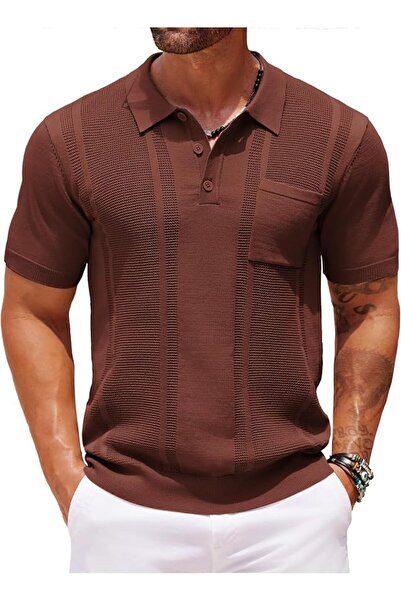 COOFANDY Knit Polo Shirts for Men Short Sleeve Textured Polo Shirt Slim Fit S...