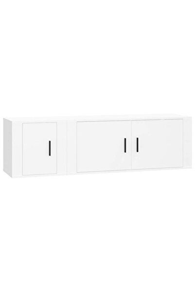 vidaxl Set dulap TV, 2 piese, alb, lemn prelucrat