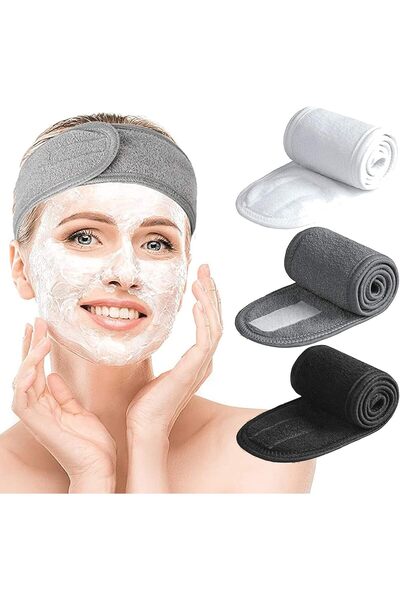Arabest 3 Pack Adjustable Spa Facial Headbands,Microfiber Terry Cloth Makeup ...