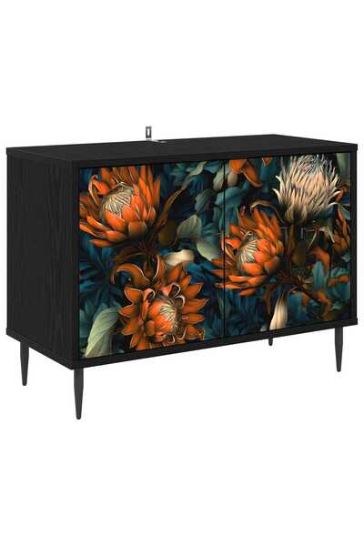 vidaxl Cabinet TV LOCHEM 69 x 33 x 50,5 cm Stejar Negru Lemn prelucrat