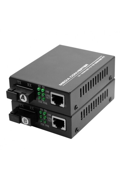 OEM Kit media convertoare fibra optica wdm sm 10/100 SC 20km, 5v 2A 1310/ 1550