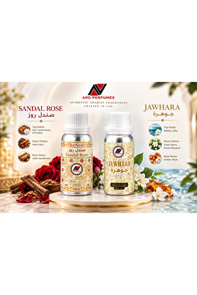Ard Perfumes Jawhara & Sandal Rose Combo Set – 2 x 100ml Concentrated Perfume...