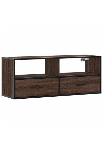vidaxl Comodă TV, stejar maro, 100x31x39,5 cm, lemn prelucrat și metal