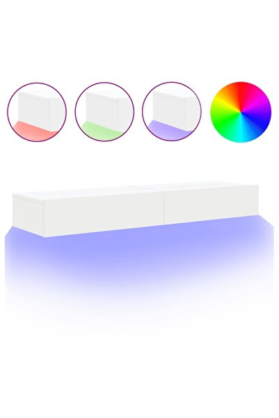 vidaxl Dulapuri TV cu lumini LED, 2 buc., alb, 60x35x15,5 cm