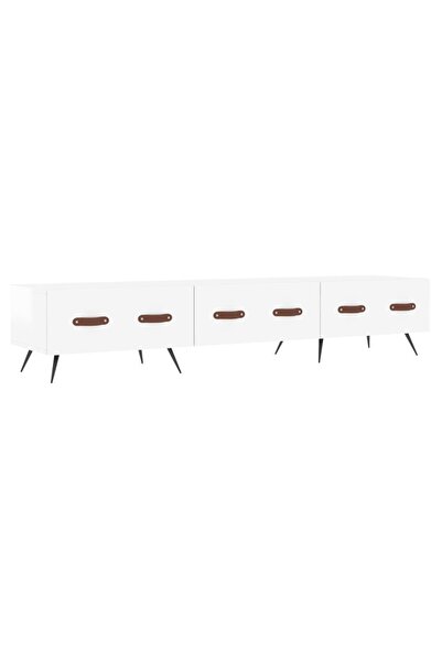 vidaxl Comodă TV, alb extralucios, 150x36x30 cm, lemn prelucrat