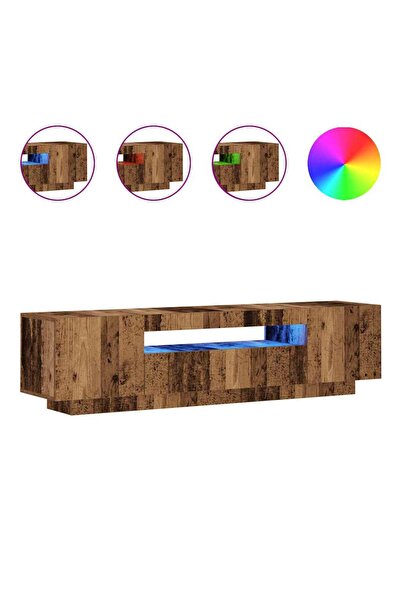 vidaxl Dulap TV cu lumini LED lemn vechi 160x35x40 cm lemn prelucrat