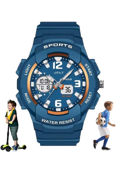 Spiky Analog Digital Sports Watch for Kids | Multifunctional, Dual Time & Lum...